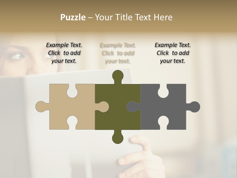 Woman Peering Over Top Of Folder PowerPoint Template