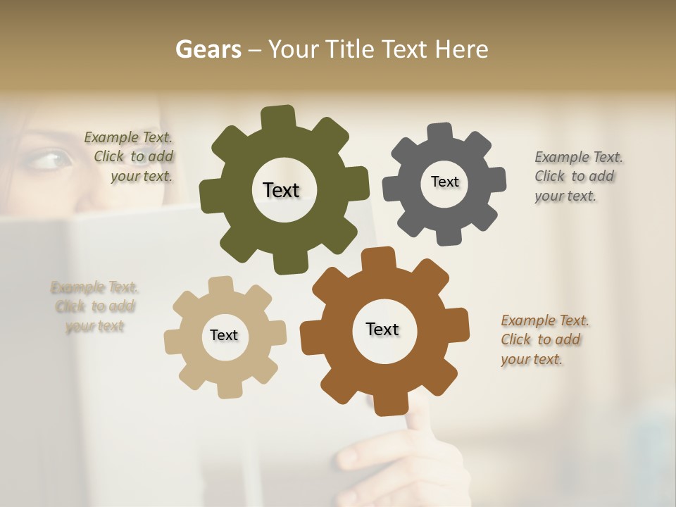 Woman Peering Over Top Of Folder PowerPoint Template