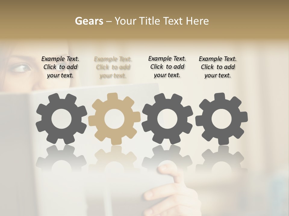 Woman Peering Over Top Of Folder PowerPoint Template