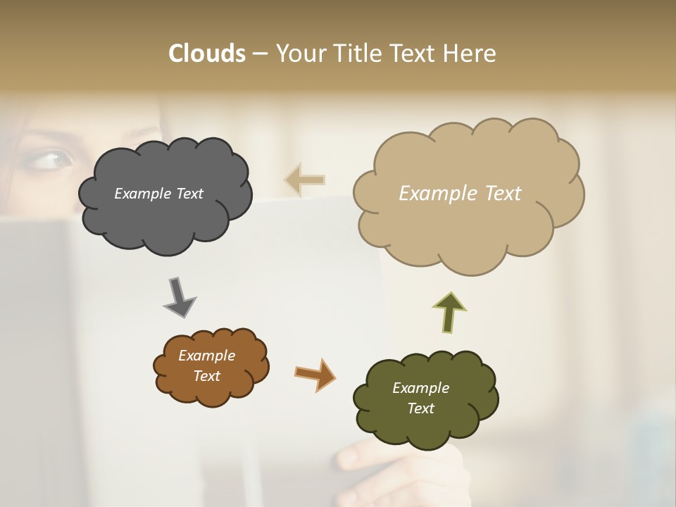 Woman Peering Over Top Of Folder PowerPoint Template