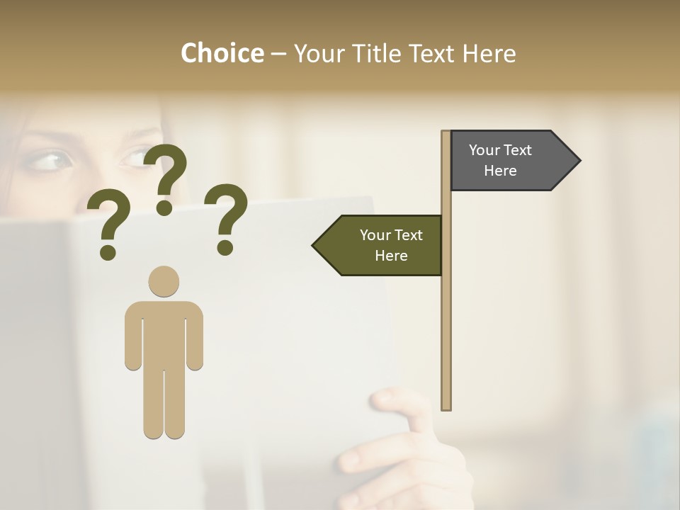 Woman Peering Over Top Of Folder PowerPoint Template