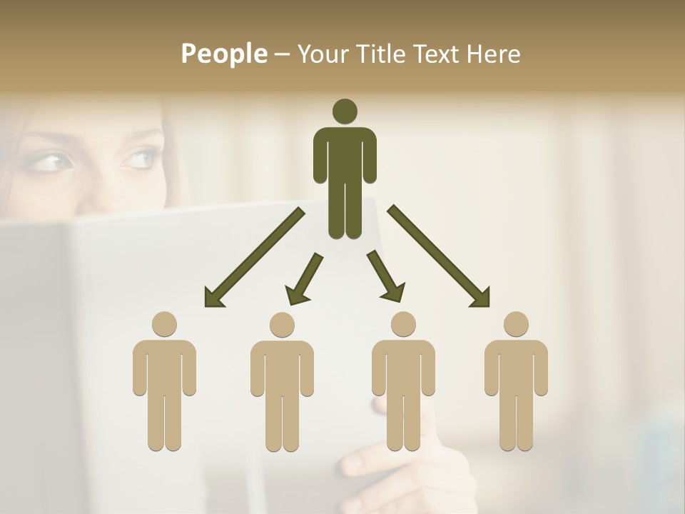 Woman Peering Over Top Of Folder PowerPoint Template