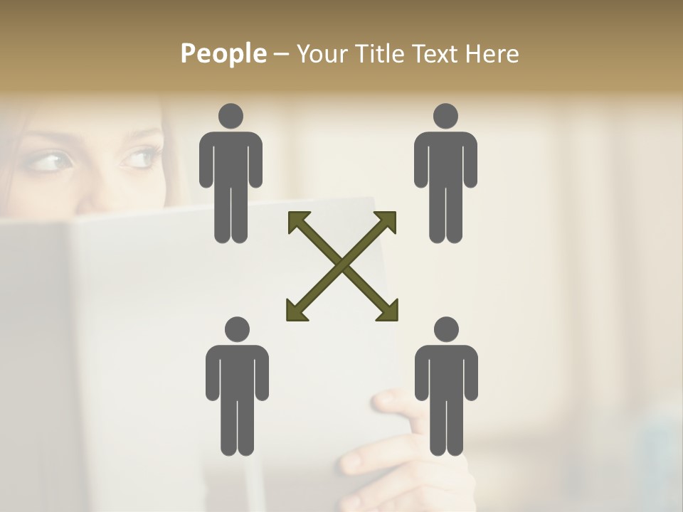 Woman Peering Over Top Of Folder PowerPoint Template