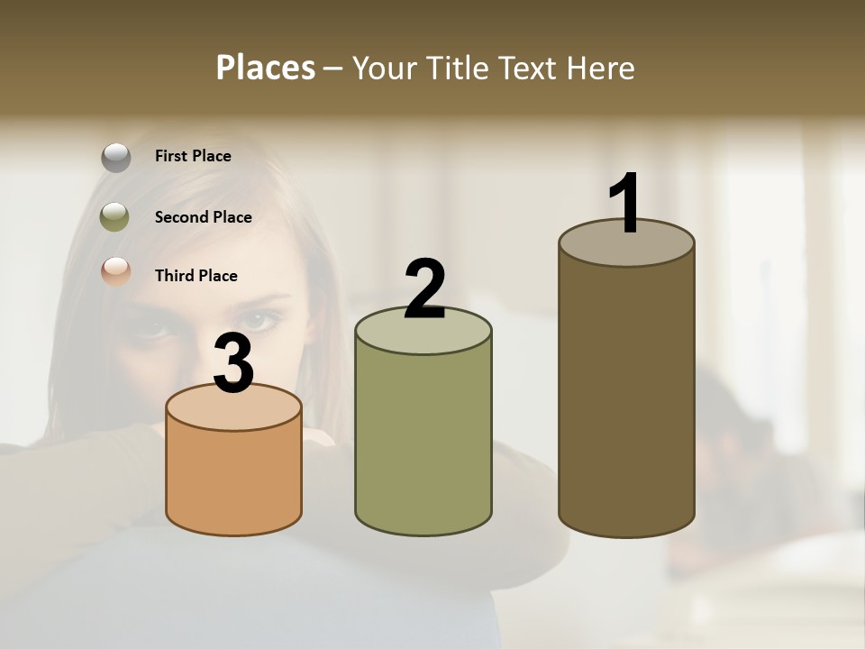 Woman Leaning On The Back Of Her Chair PowerPoint Template