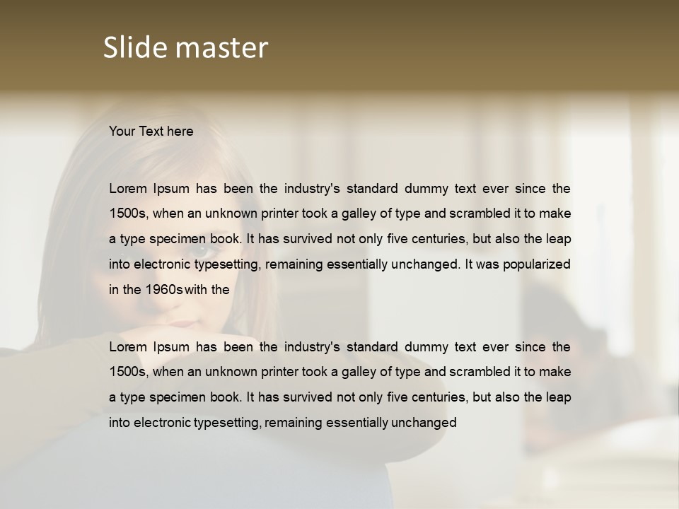 Woman Leaning On The Back Of Her Chair PowerPoint Template