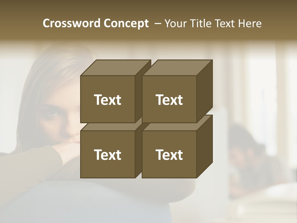 Woman Leaning On The Back Of Her Chair PowerPoint Template