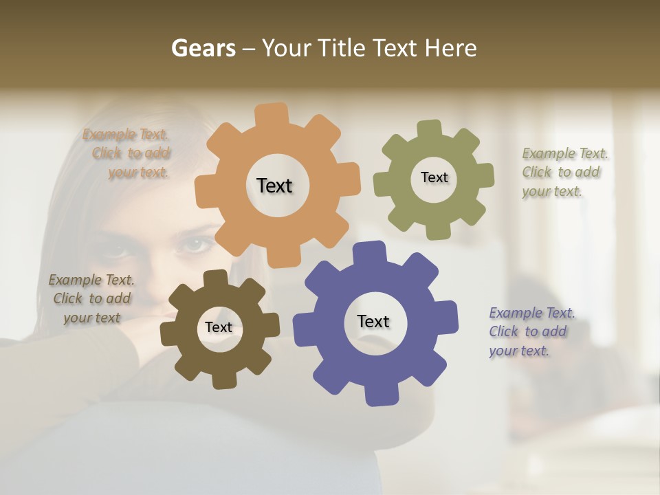 Woman Leaning On The Back Of Her Chair PowerPoint Template