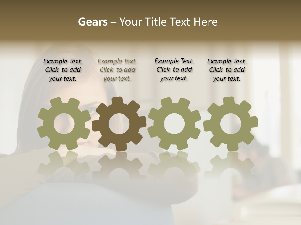 Woman Leaning On The Back Of Her Chair PowerPoint Template