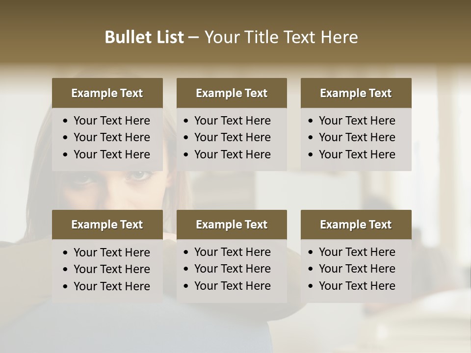 Woman Leaning On The Back Of Her Chair PowerPoint Template