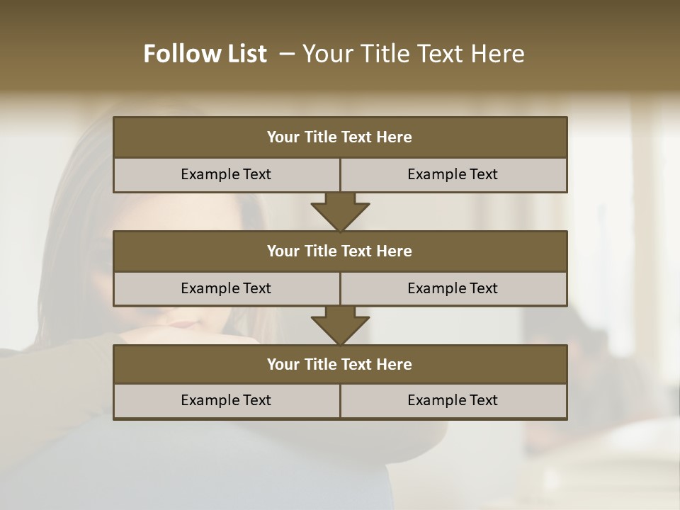 Woman Leaning On The Back Of Her Chair PowerPoint Template