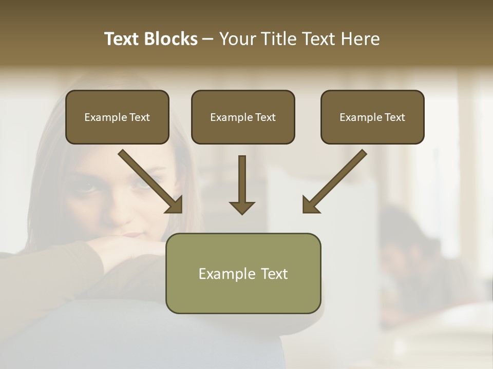 Woman Leaning On The Back Of Her Chair PowerPoint Template
