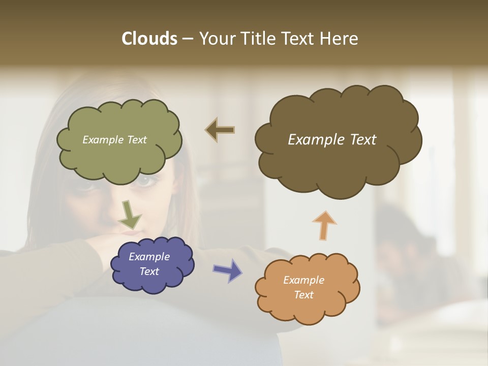 Woman Leaning On The Back Of Her Chair PowerPoint Template
