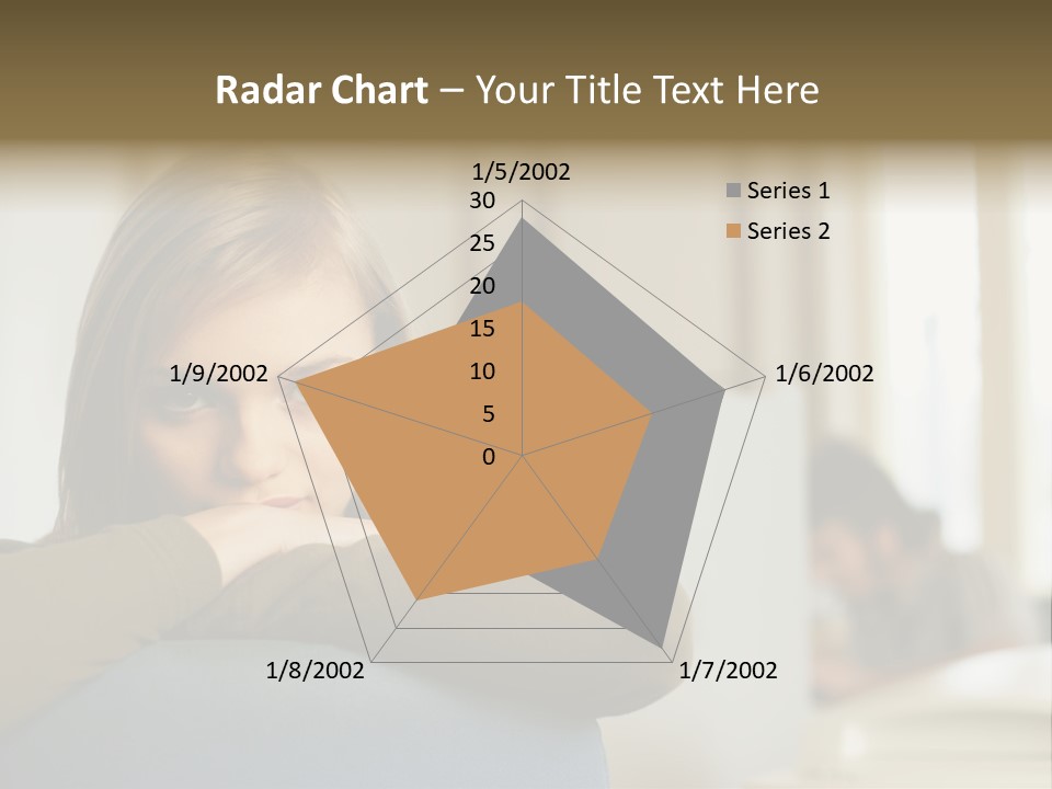 Woman Leaning On The Back Of Her Chair PowerPoint Template