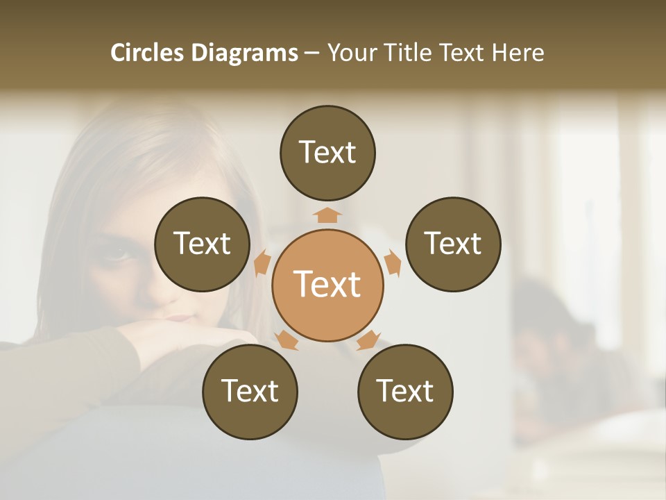 Woman Leaning On The Back Of Her Chair PowerPoint Template