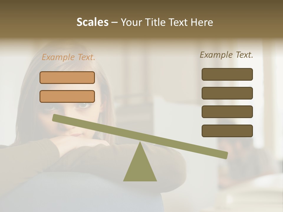 Woman Leaning On The Back Of Her Chair PowerPoint Template