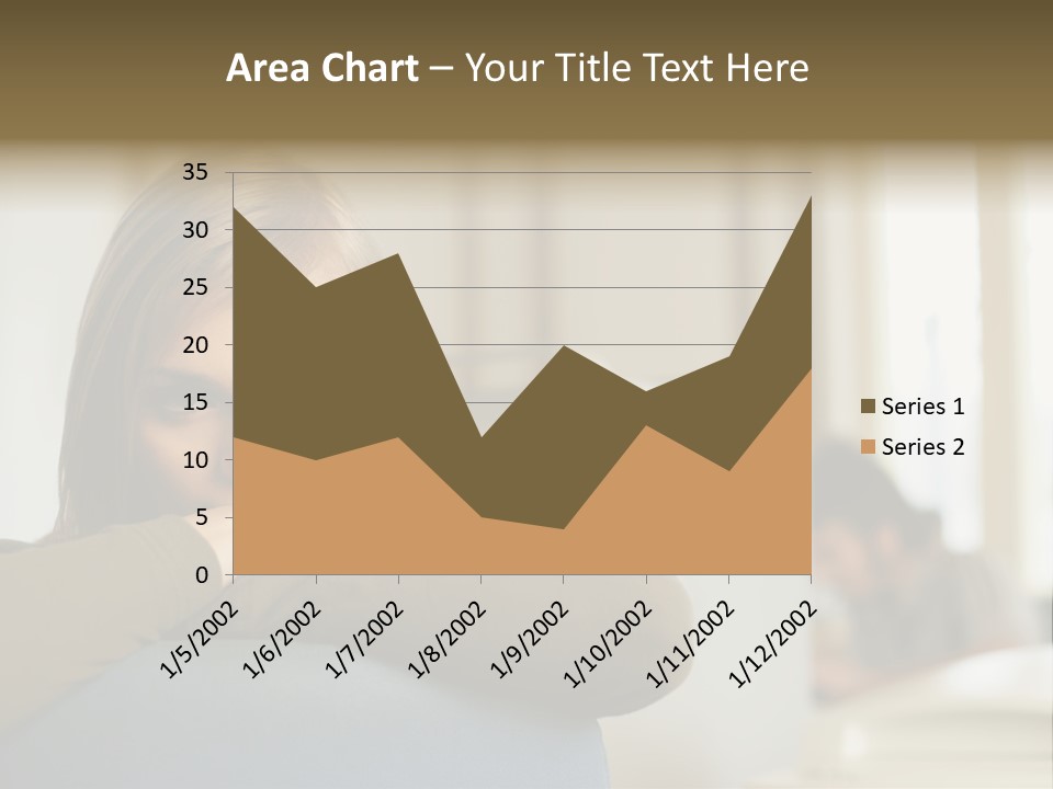 Woman Leaning On The Back Of Her Chair PowerPoint Template
