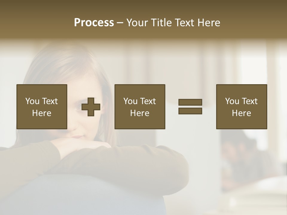 Woman Leaning On The Back Of Her Chair PowerPoint Template