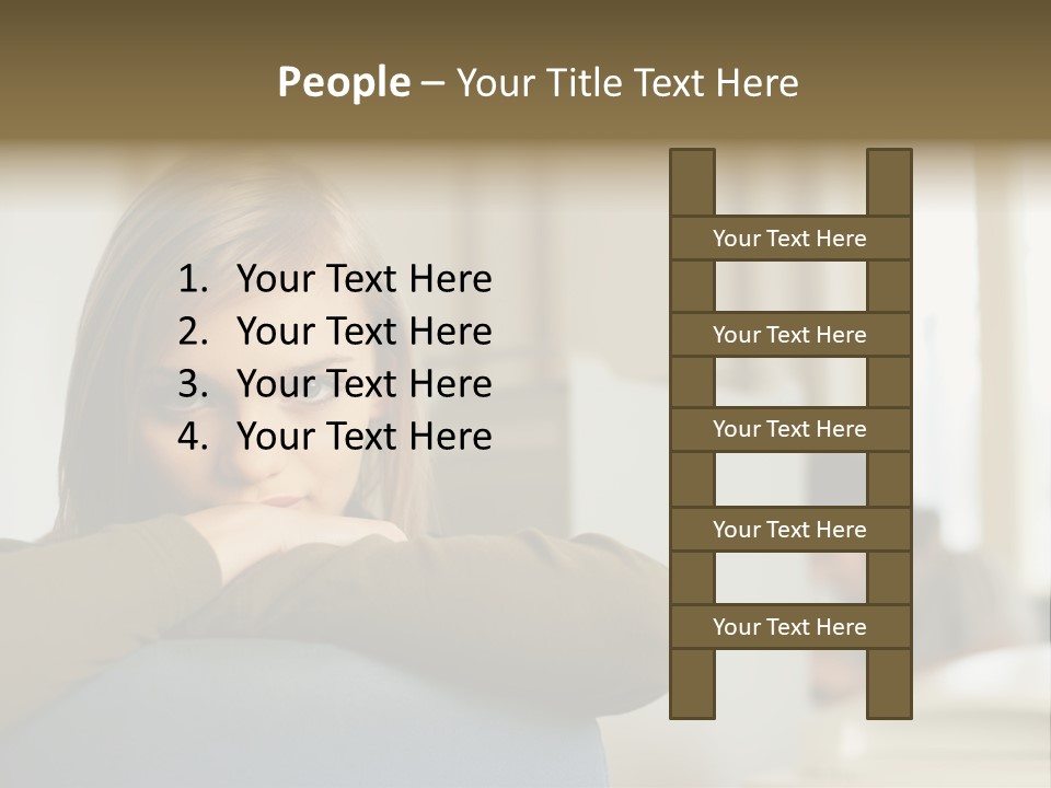 Woman Leaning On The Back Of Her Chair PowerPoint Template