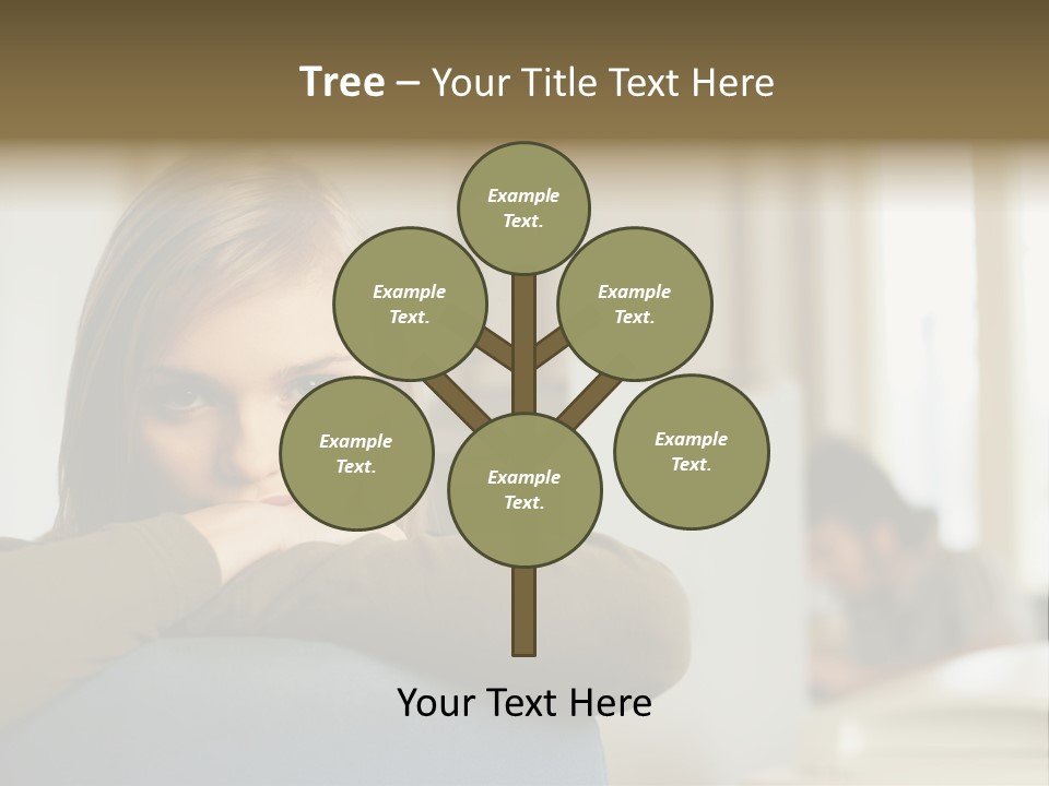 Woman Leaning On The Back Of Her Chair PowerPoint Template