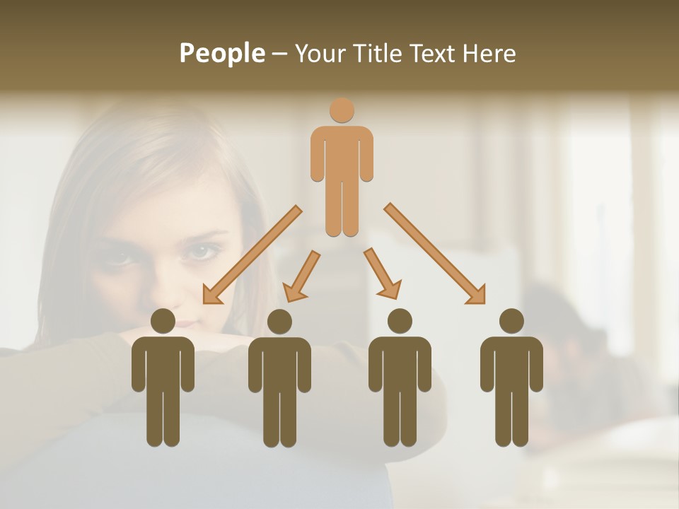 Woman Leaning On The Back Of Her Chair PowerPoint Template