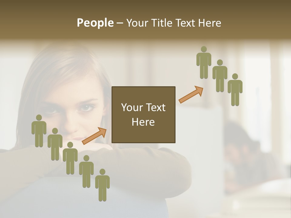 Woman Leaning On The Back Of Her Chair PowerPoint Template