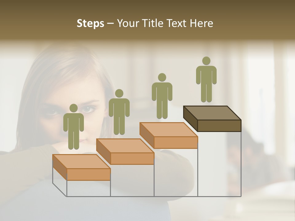 Woman Leaning On The Back Of Her Chair PowerPoint Template