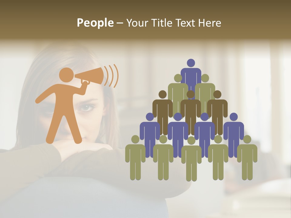 Woman Leaning On The Back Of Her Chair PowerPoint Template