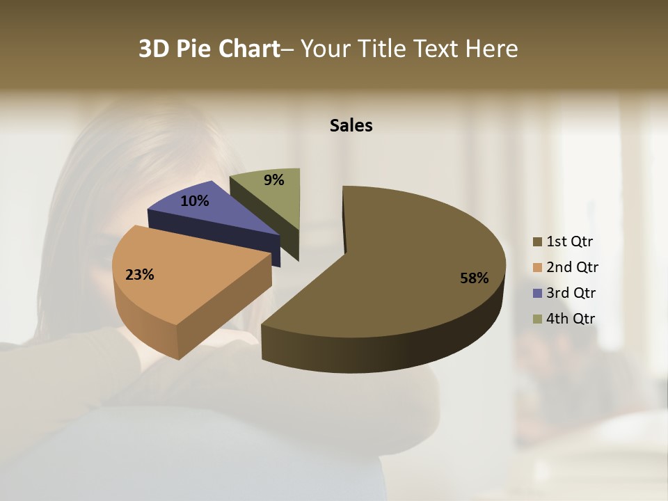 Woman Leaning On The Back Of Her Chair PowerPoint Template