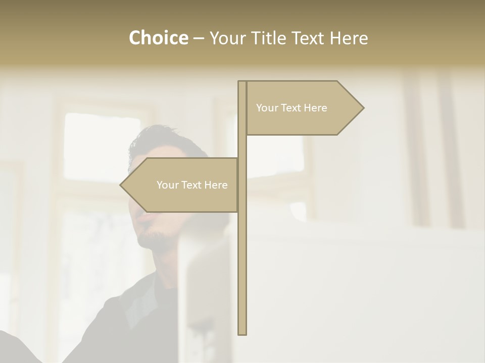Man Sitting Behind A Computer PowerPoint Template
