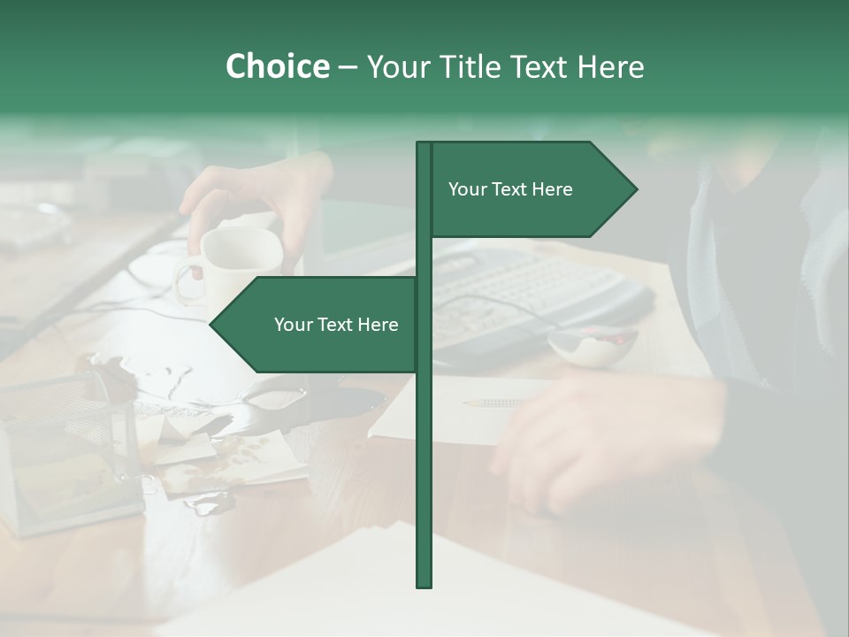 Man With Coffee Spilt On His Desk PowerPoint Template