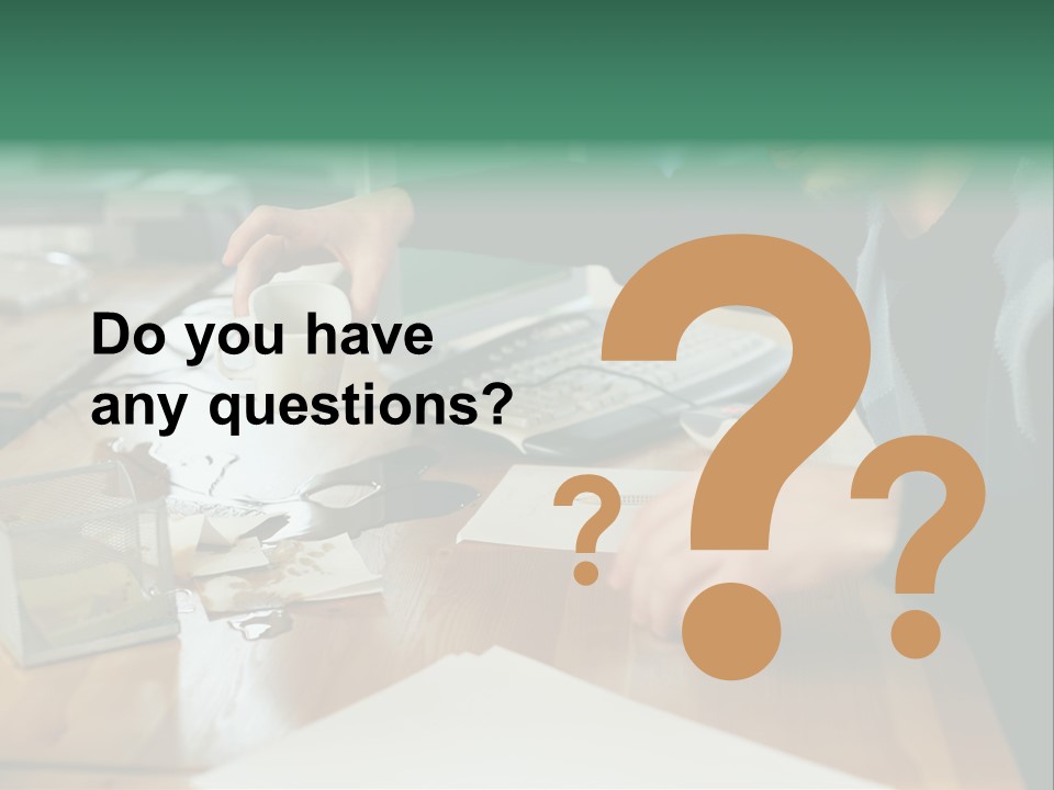 Man With Coffee Spilt On His Desk PowerPoint Template