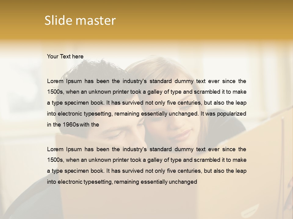 Man And Woman Looking At Folder PowerPoint Template