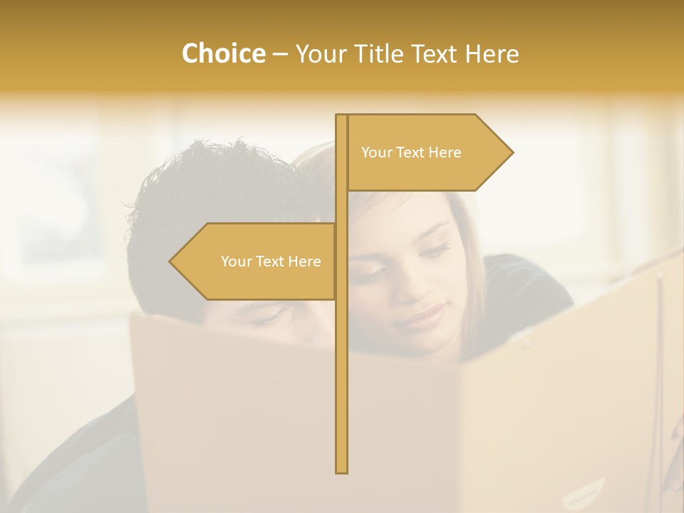 Man And Woman Looking At Folder PowerPoint Template