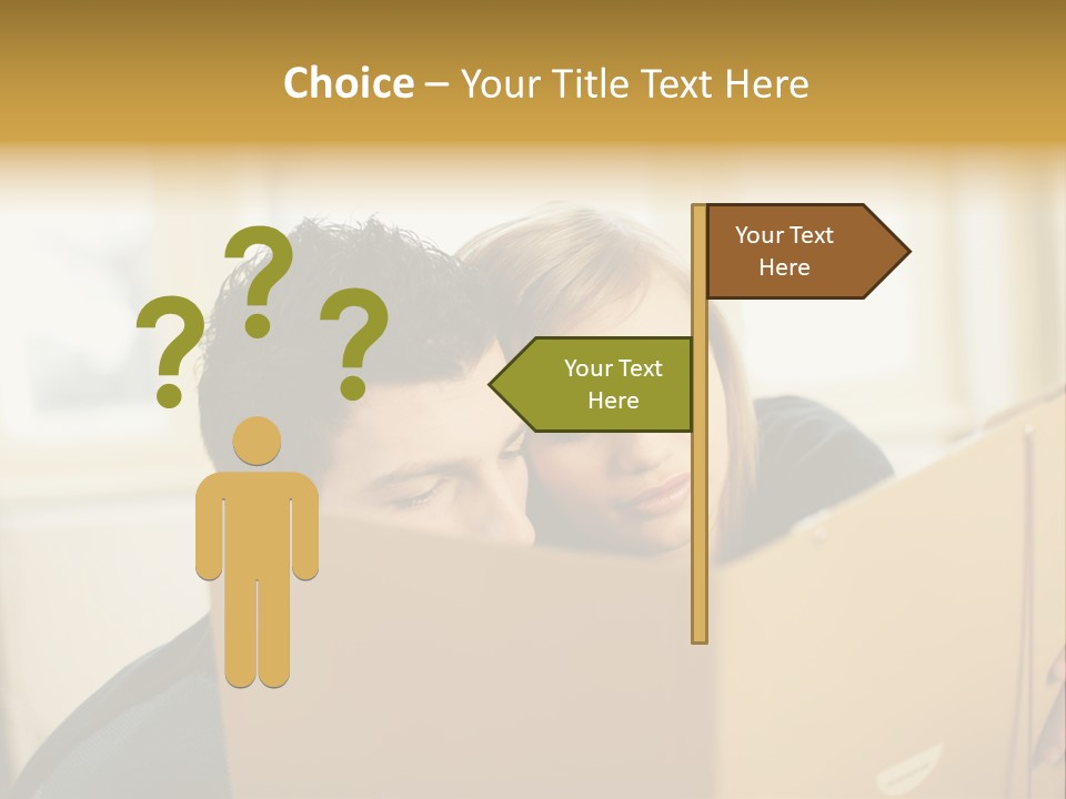 Man And Woman Looking At Folder PowerPoint Template