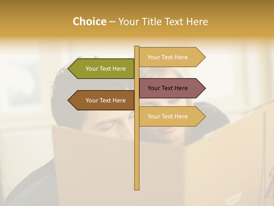 Man And Woman Looking At Folder PowerPoint Template