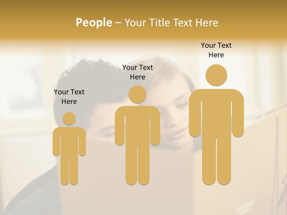 Man And Woman Looking At Folder PowerPoint Template