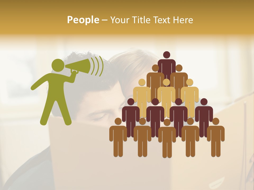 Man And Woman Looking At Folder PowerPoint Template