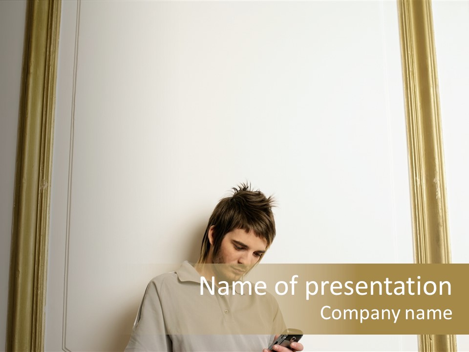 Man Sending A Text Message PowerPoint Template