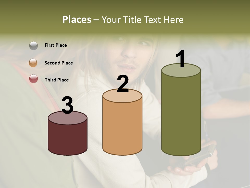 Man Holding Mobile Phone And Looking At Woman PowerPoint Template