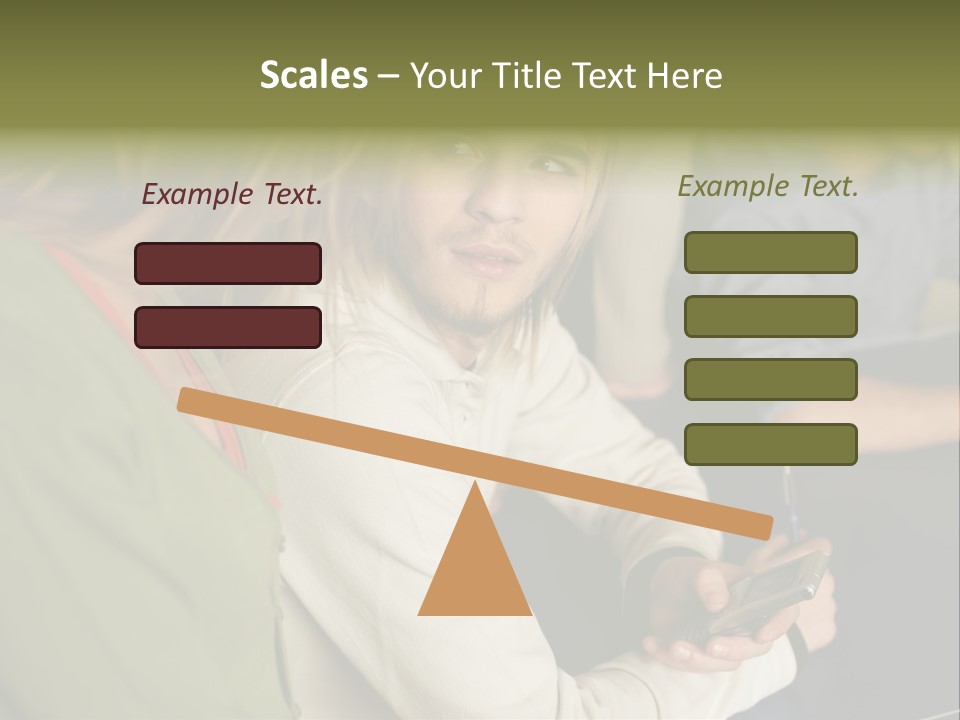 Man Holding Mobile Phone And Looking At Woman PowerPoint Template