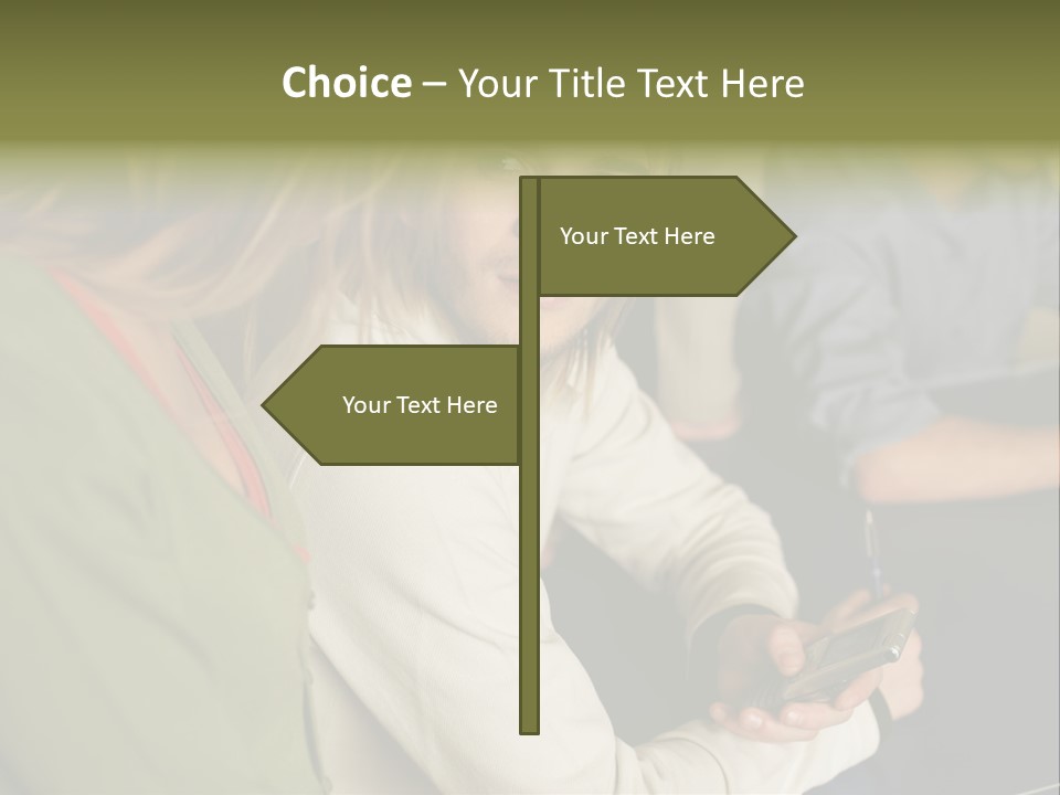 Man Holding Mobile Phone And Looking At Woman PowerPoint Template