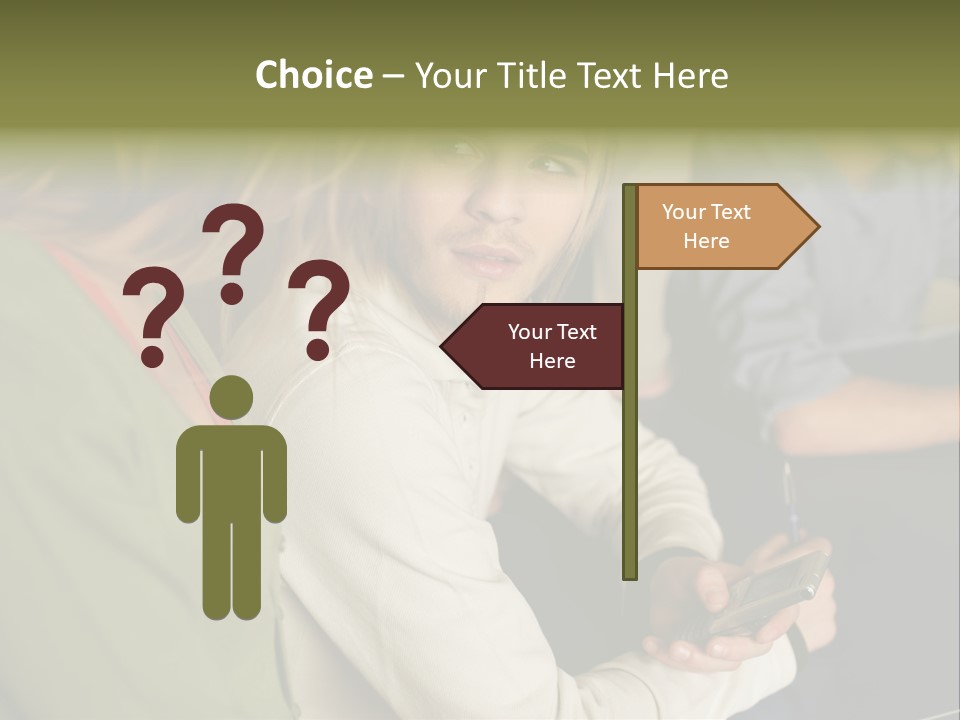 Man Holding Mobile Phone And Looking At Woman PowerPoint Template