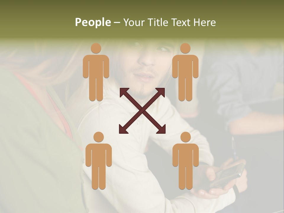 Man Holding Mobile Phone And Looking At Woman PowerPoint Template