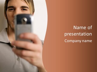 Man Holding Camera Phone PowerPoint Template