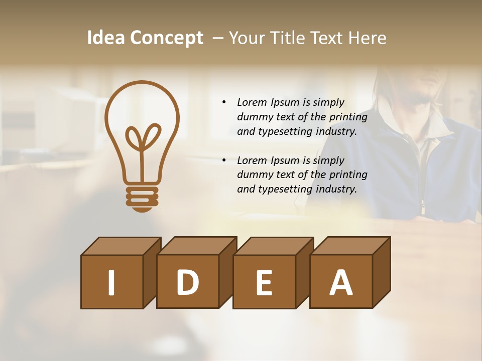 Man Daydreaming At His Desk PowerPoint Template