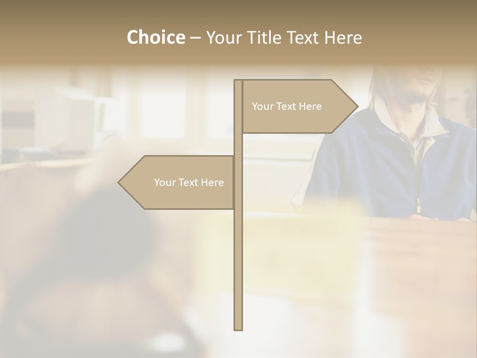 Man Daydreaming At His Desk PowerPoint Template