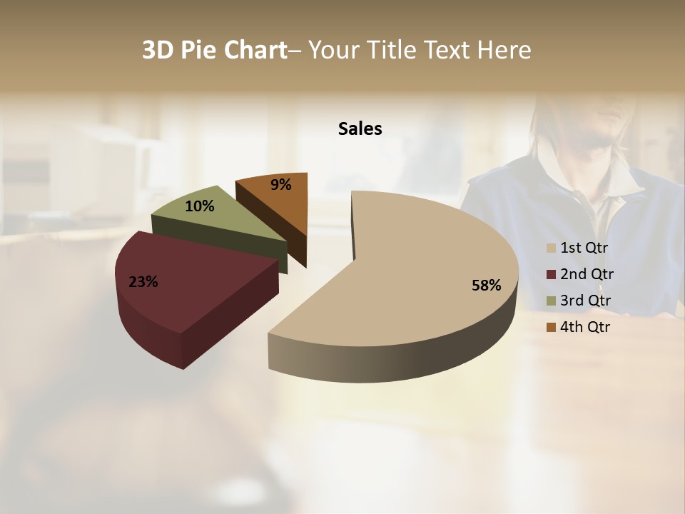 Man Daydreaming At His Desk PowerPoint Template