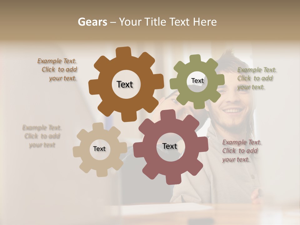 Happy Male Colleagues PowerPoint Template