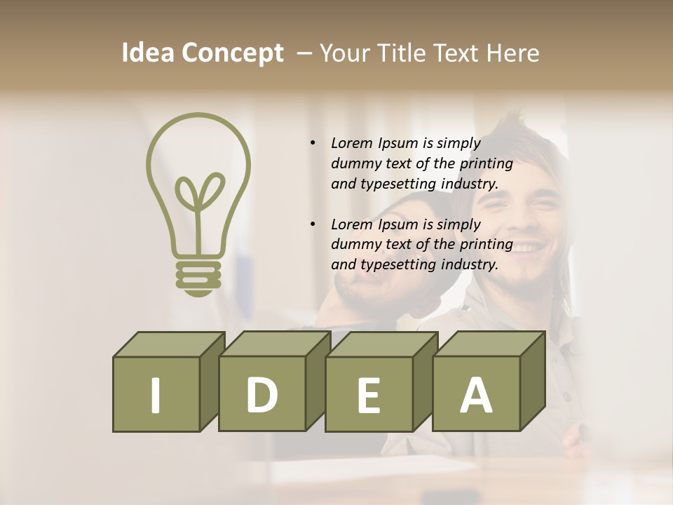 Happy Male Colleagues PowerPoint Template