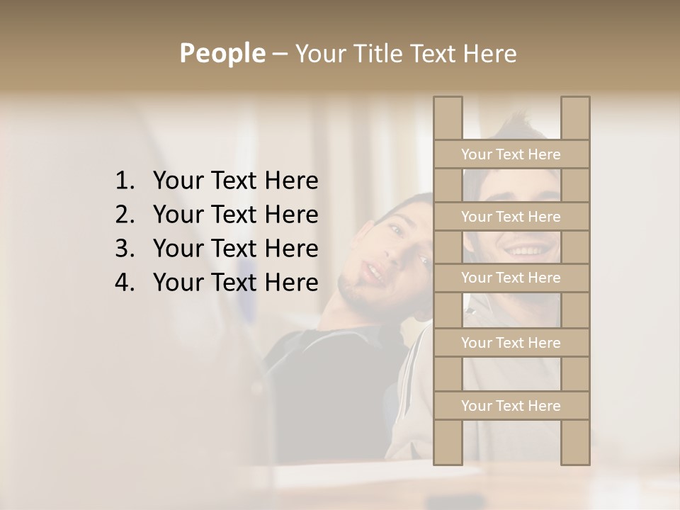 Happy Male Colleagues PowerPoint Template